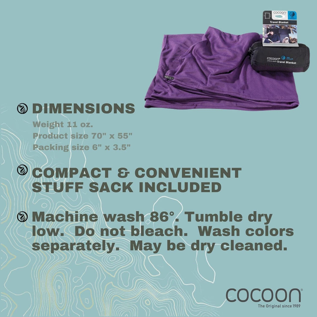 Cocoon Coolmax Reisedecke, kompakte Überwurfdecke für Camping und Wandern, passt in Rucksack, lässt