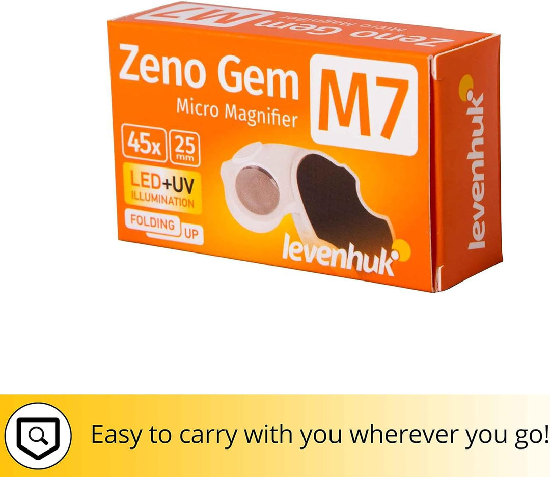Levenhuk Zeno Gem M7 Kompakte, Einschlaglupe mit LED- und UV-Beleuchtung, in Bunter Verpackung
