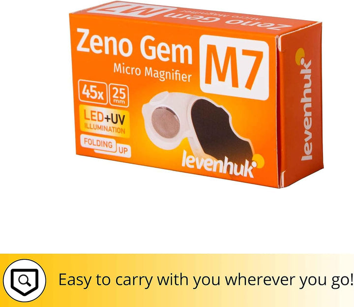 Levenhuk Zeno Gem M7 Kompakte, Einschlaglupe mit LED- und UV-Beleuchtung, in Bunter Verpackung