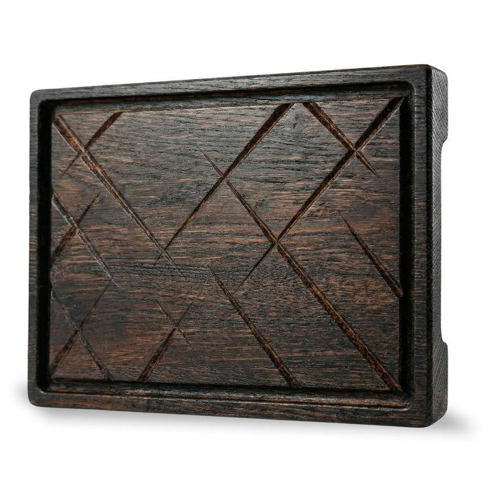 TESLYAR Steak Brett Servierbrett Holz Eichenholz 30x20cm (Medium) - Steak Servierplatte/Steakbrett S