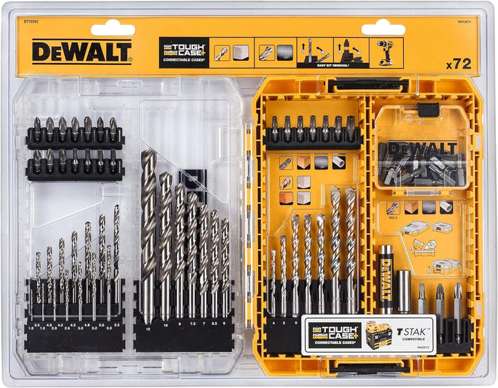 Dewalt Stein-, Metallbohrer und Bit-Set DT70761 (72-teilig, Extreme Steinbohrer, Extreme 2 HHS-G Met