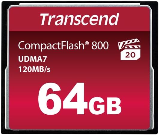 Transcend 64GB CompactFlash 800 Speicherkarte TS64GCF800 64GB CF800x, 64GB CF800x