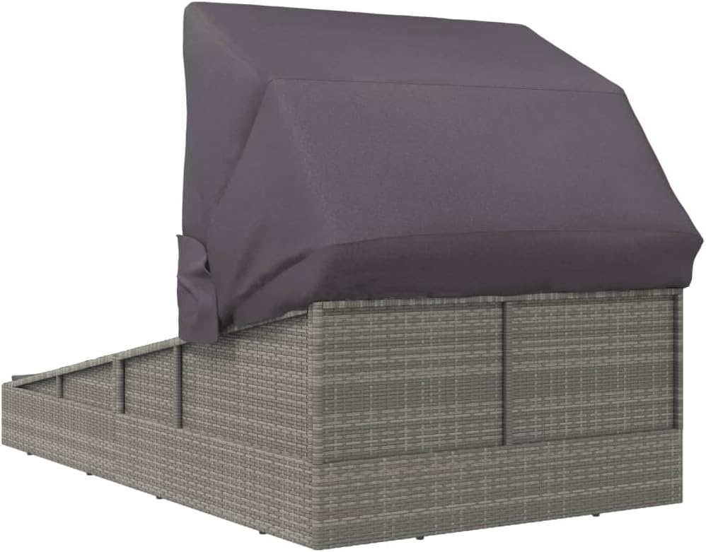 Festnight Sonnenliege 2 Personen mit Dach doppelliege Outdoor gartenliege 2 Personen Rattan gartenli