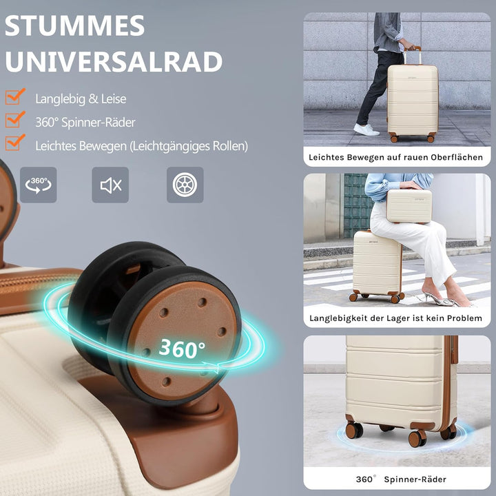 Joyway Kofferset 3 Teilig Hartschale mit 4 Rollen und TSA-Schloss Der Gepäcksets Enthält 1 Kosmetikk