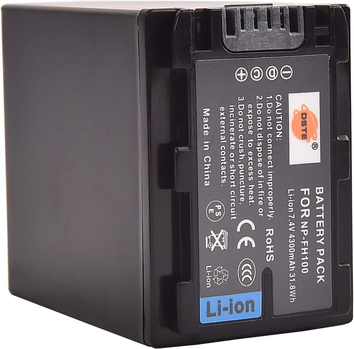 DSTE 2-Stück Ersatzakku Set NP-FH100 Batterie kompatibel mit Sony DCR-DVD103 DCR-DVD105 DCR-DVD105E