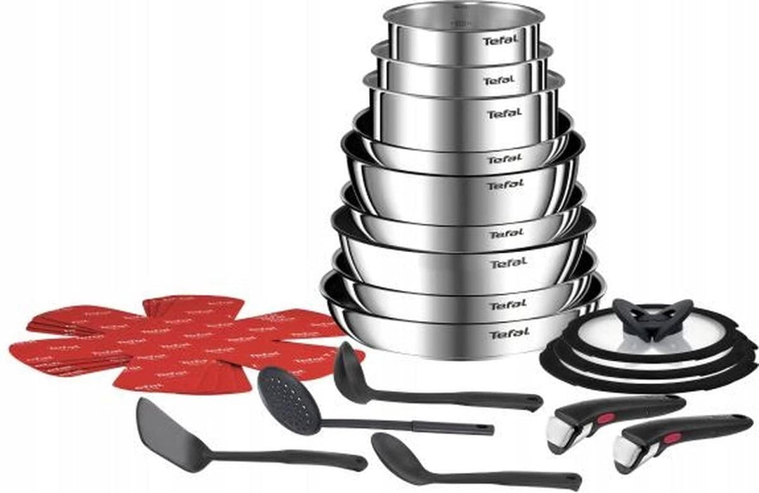 Tefal Ingenio Emotion Pfannen-Set, 22-teilig, 9 Pfannen, 3 Deckel, 2 Griffe, 4 Trenner, 4 Spatel, Ed