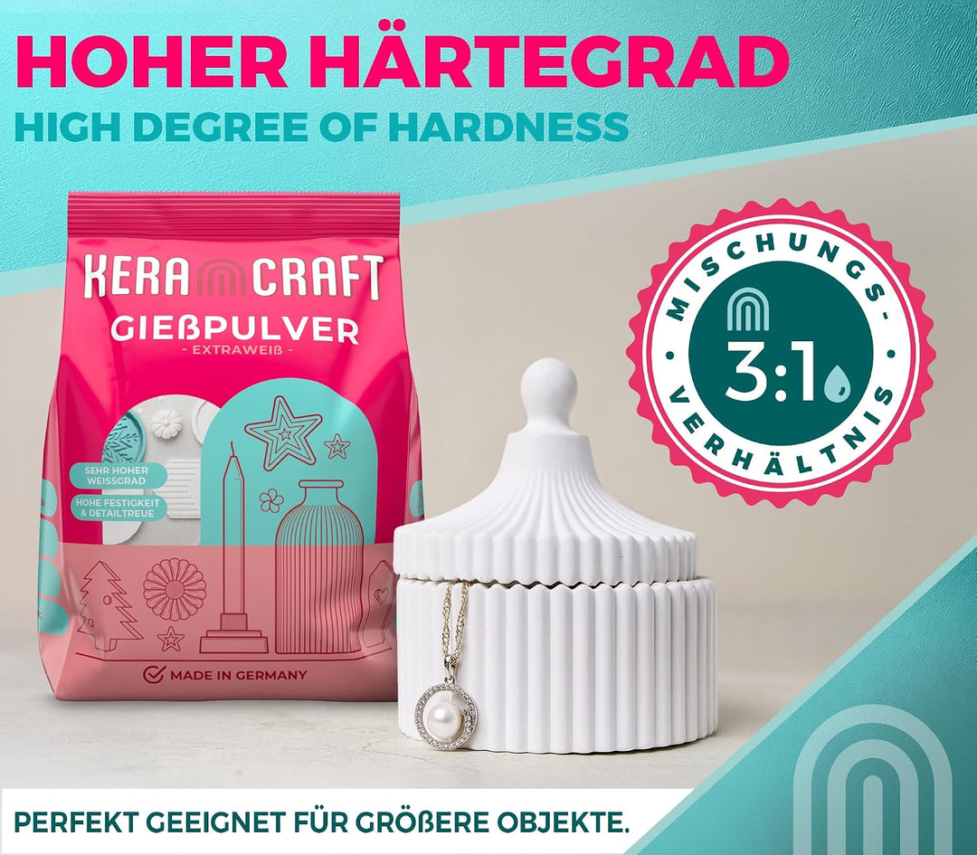 Keracraft Giesspulver weiss 4,5kg - Reliefgiesspulver weiss für kreative Projekte 4,50kg (1er Pack),