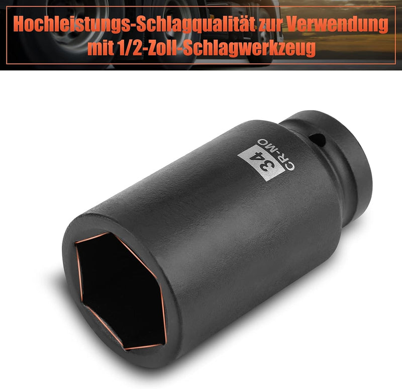 Cocoarm Schlagschrauber Nüsse 1/2 Zoll Set, 9-TLG Kraft-Steckschlüssel-Einsatz-Satz Impact Socket Se