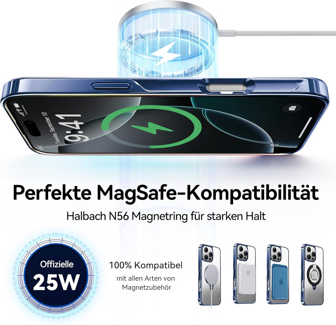 CASEKOO Original Titan Blau für iPhone 16 Pro Hülle mit MagSafe & Unsichtbarer Ständer [Militärschut