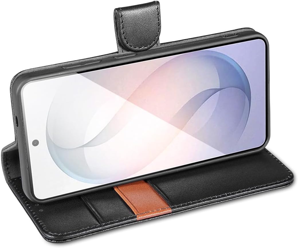 LENSUN Echtleder Hülle für Samsung Galaxy S26, Handyhülle [Echtes Leder][Kartenfach][RFID Schutz Bri