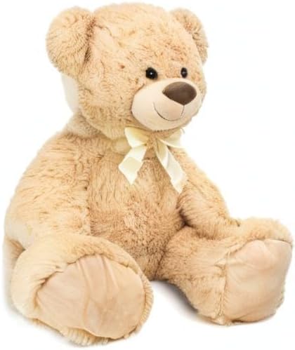 BRUBAKER XXL Teddybär 100 cm gross Beige mit einem Ich Liebe Dich Herz Stofftier Plüschtier Kuschelt