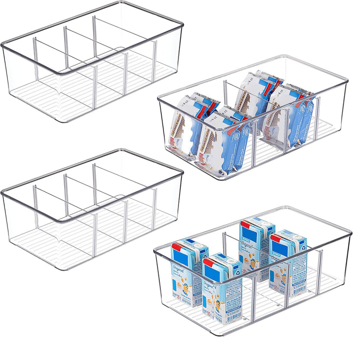 Vtopmart 4er Set Kühlschrank Organizer mit 4 Fächern, BPA-Freie Küche Stapelbarer Lebensmittelaufbew