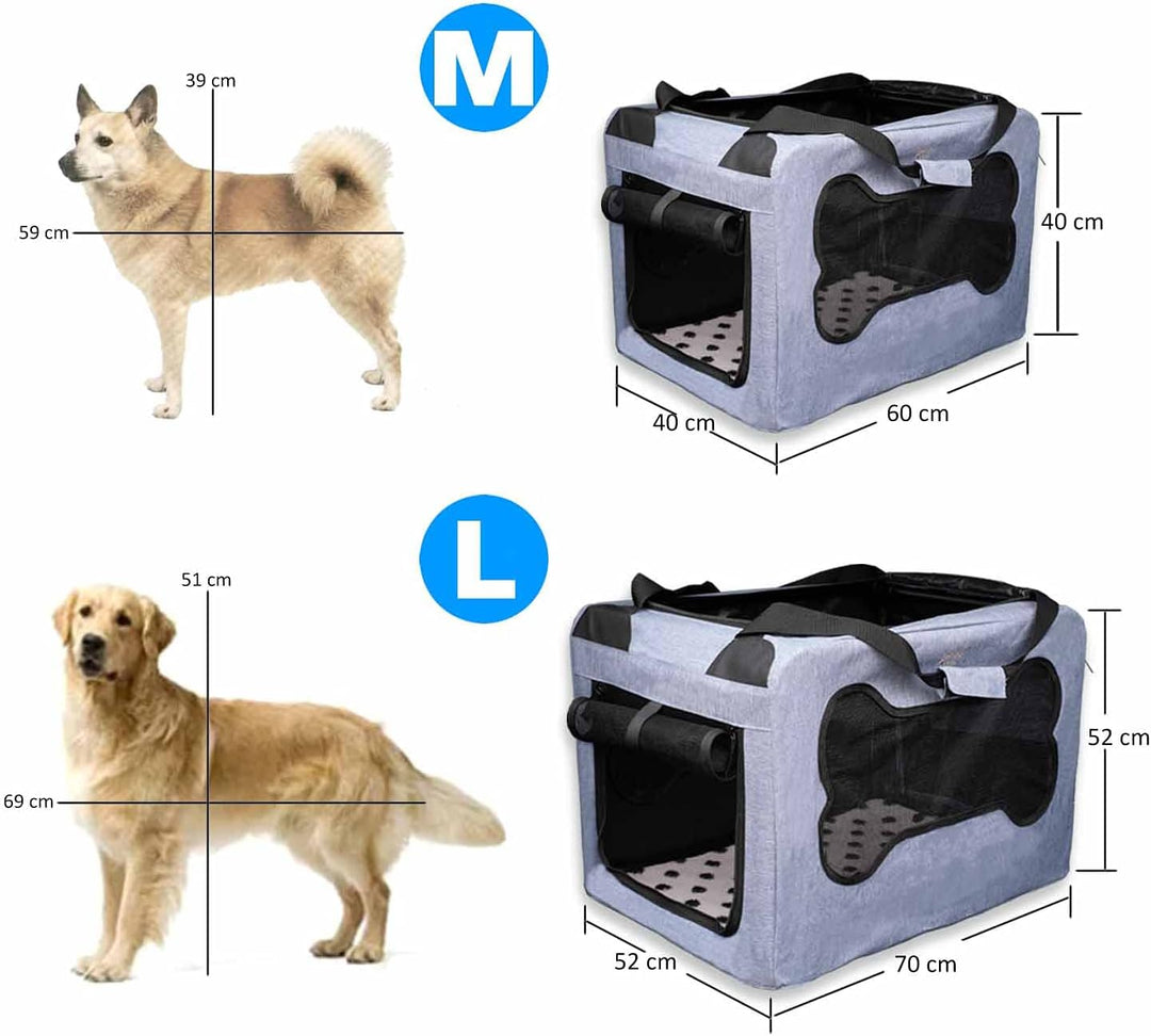 ABISTAB Transportbox Hunde und Katze Faltbare Tragetasche blau Grösse M robuste Atmungsaktive Netz m
