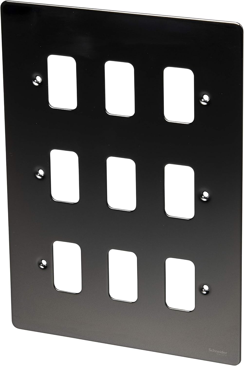 Schneider Electric GUG09GBN Ultimate flache Platte, Blende für 9 Schalter, mit Einbaurahmen, Schwarz