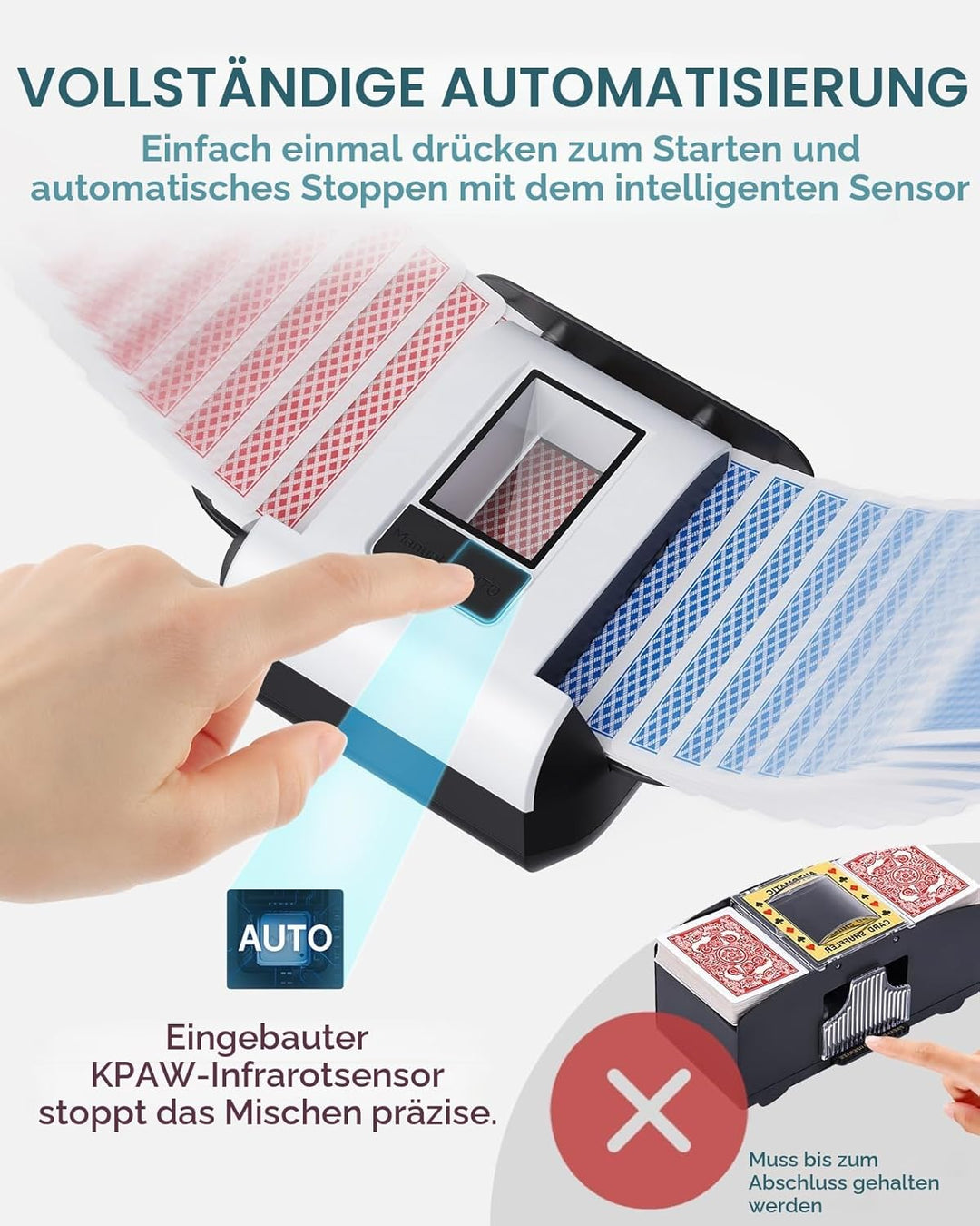 Automatischer Kartenmischmaschine mit Zwei Modi, Wiederaufladbare Kartenmischer Elektrisch für 1–2 K