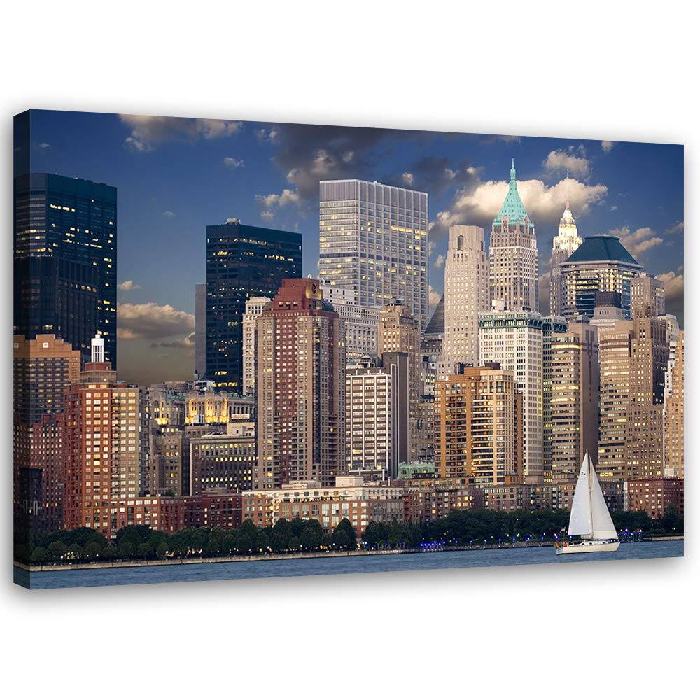 Feeby Bild auf Leinwand Architektur Kunstdruck modern Manhattan Braun 80x60 cm Leinwandbild 80x60 cm