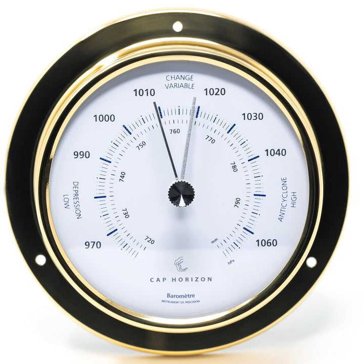 CP085B400LT Barometer, Glas, Messing-Gehäuse poliert | Druckmessgerät, Messbereich 970-1060 hPa und