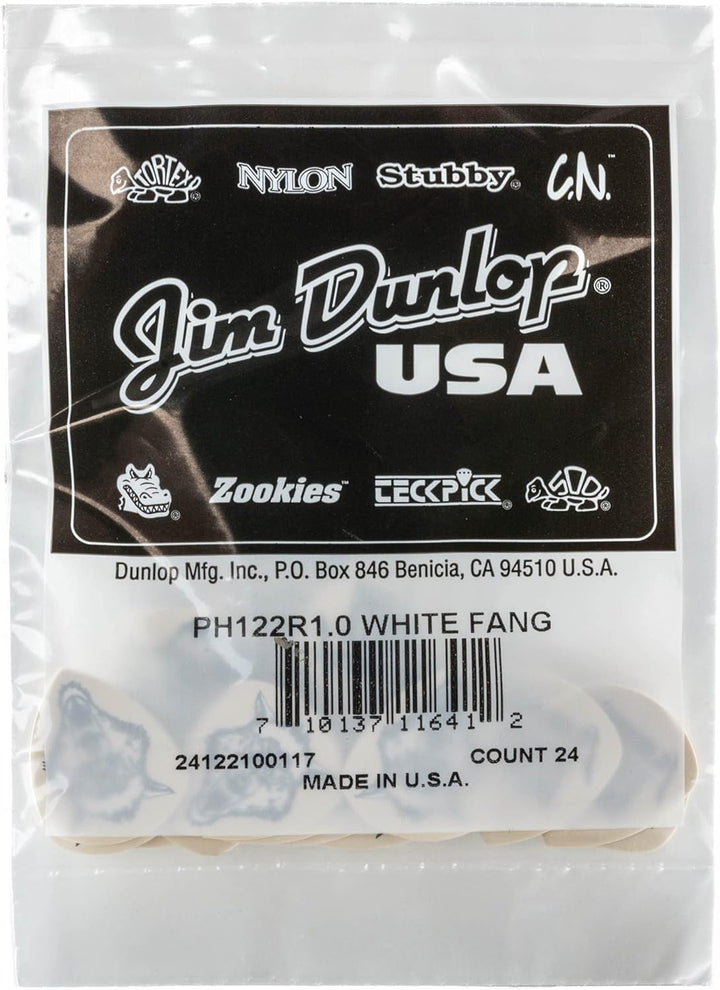 Médiators Jim Dunlop 1,00mm ADU PH122R100 Sachet de 24 White Fang Sachet de 24 1,00mm Gitarrenplektr