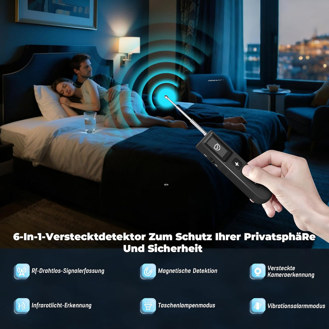 Wanzen Detektor Versteckte Kamera, 6-in-1 Hidden Camera Detector | Anti Aufnahme Detektoren GPS Trac