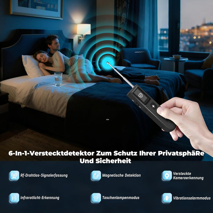 Wanzen Detektor Versteckte Kamera, 6-in-1 Hidden Camera Detector | Anti Aufnahme Detektoren GPS Trac