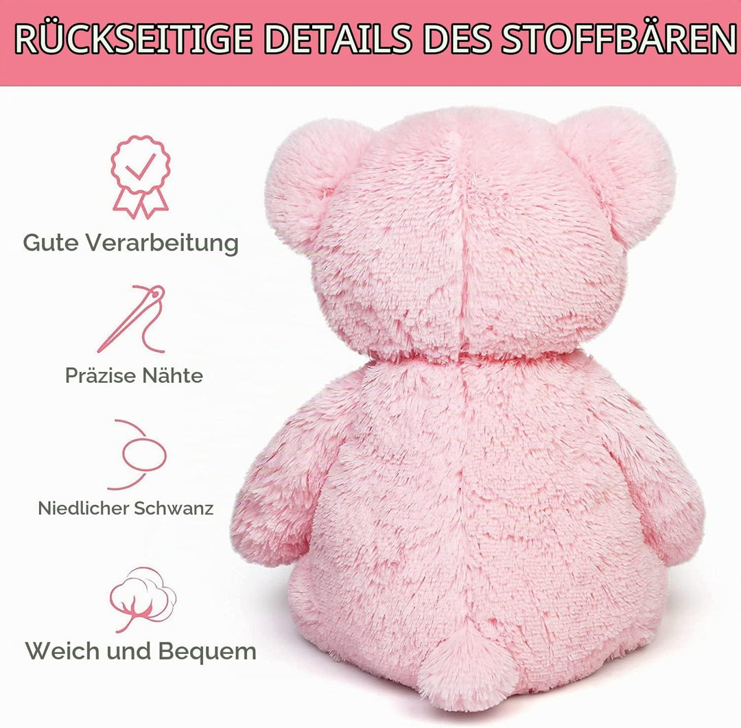 LotFancy Teddybär Kuscheltier 50cm, Plüschtier Stofftier Teddy, Süsses Geschenk für Kinder Mädchen F