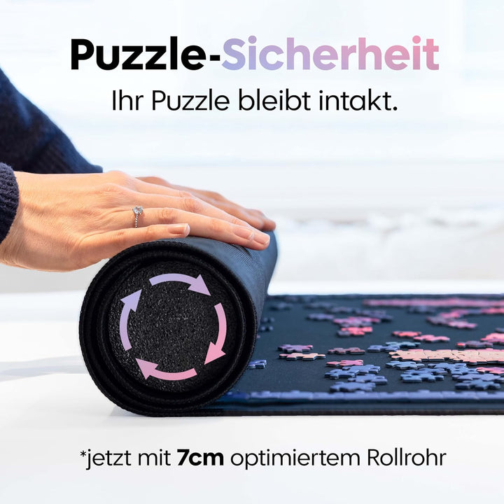 Puzzlup Luxus Puzzlematte bis 1500 Teile – 66 x 120 cm – Mit eleganter Tragetasche aus Leder – Premi