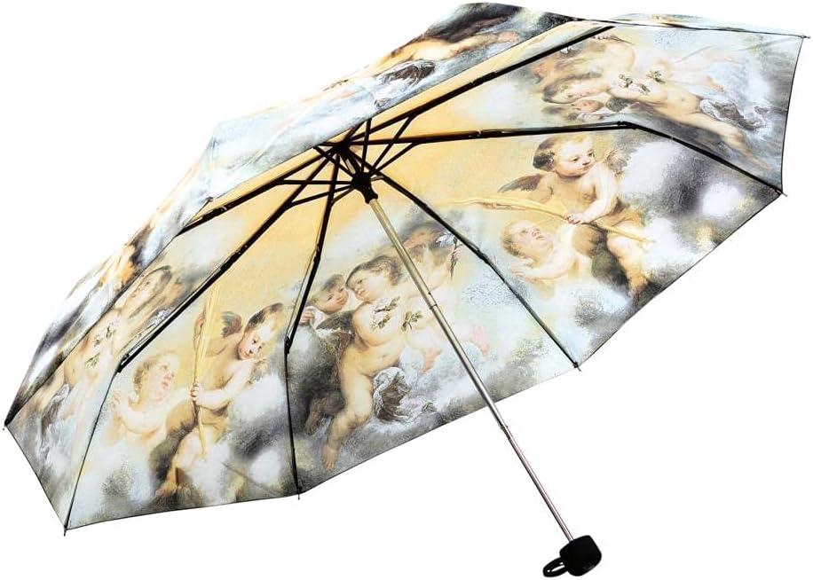 LUCKYWEATHER Regenschirm Taschenschirm Mini Damen Motiv Engel in den Wolken I Taschenschirme klein u