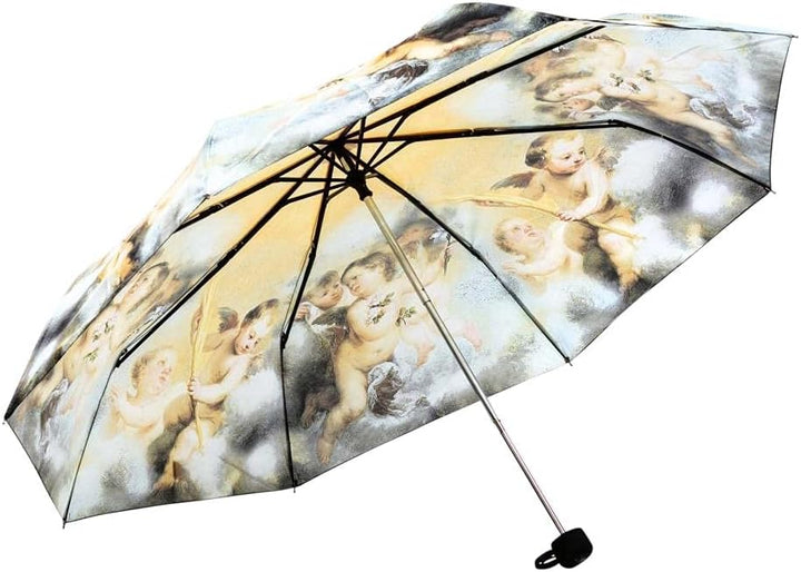 LUCKYWEATHER Regenschirm Taschenschirm Mini Damen Motiv Engel in den Wolken I Taschenschirme klein u