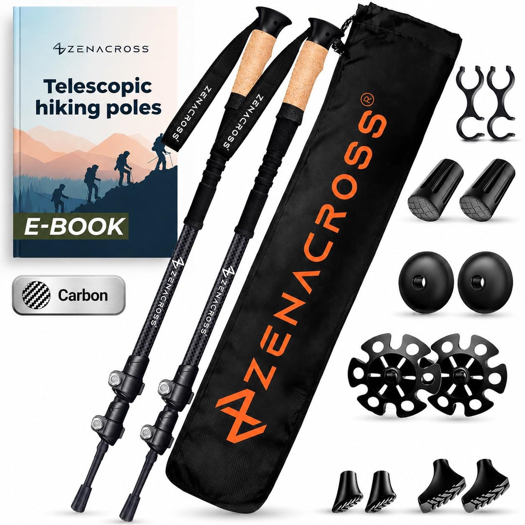 Wanderstöcke Teleskop [Carbon oder Aluminium] - Nordic Walking Stöcke Damen/Herren Ultraleichte - Tr