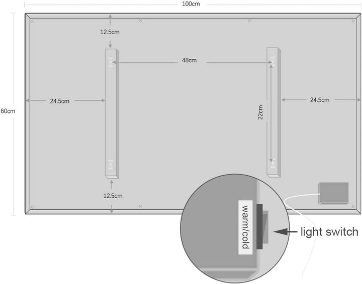 byecold Badspiegel mit LED Beleuchtung 100x60CM, Badezimmerspiegel Beschlagfrei mit Touchschalter, B
