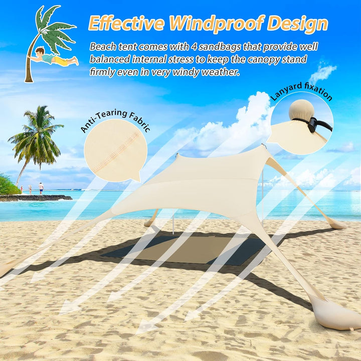 Beach StrandZelt mit Picknickdecke und Sandsack Anchor, Strandmuschel Sonnenschutz Zelt für Strand m