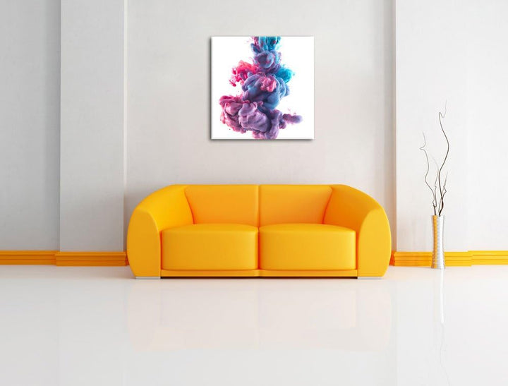 Abstrakt Art Bunter Qualm, Format: 70x70 auf Leinwand, XXL riesige Bilder fertig gerahmt mit Keilrah
