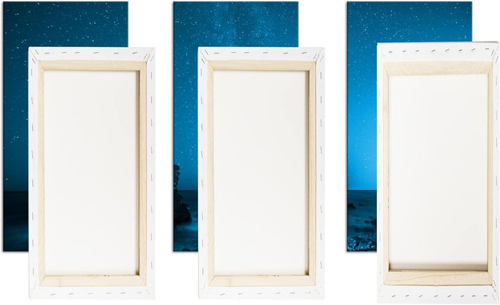atemberaubender Sternenhimmel am Meer Effekt: Zeichnung Format: 3-teilig 120x80, Motiv fertig gerahm