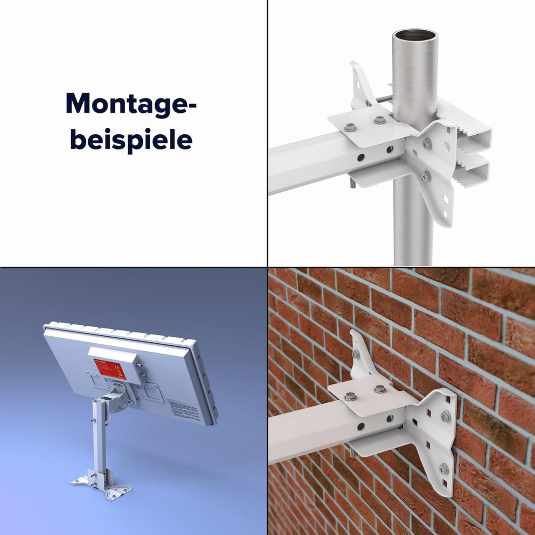 sky vision Flat Twin LNB Satelliten Flachantenne für 2 Teilnehmer inkl. Wand- + Masthalterung + 20m