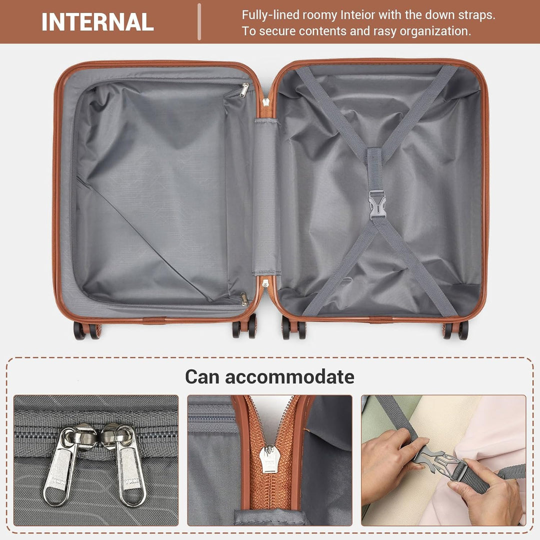 KONO Handgepäck Koffer ABS+PC Hartschalenkoffer, Kabinenkoffer 52x38x21 cm für Lufthansa & Eurowings