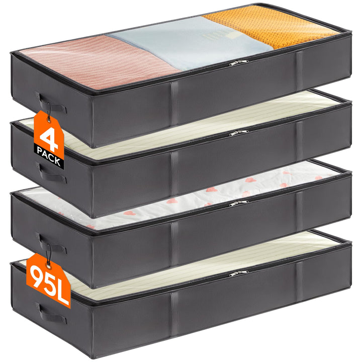 Lifewit 95L Aufbewahrungstasche, Unterbettkommode, 4 Stück Transporttasche, Umzugstaschen, Aufbewahr