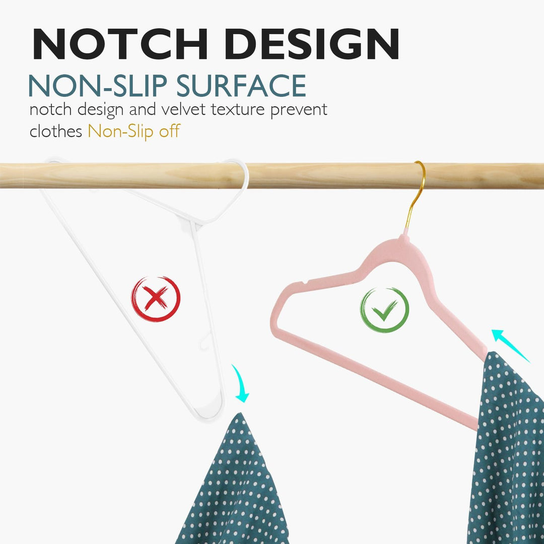ManGotree Velvet Kleiderbügel, Kleider- und Anzugbügel, rutschfeste Filzbügel, ultraflache, platzspa