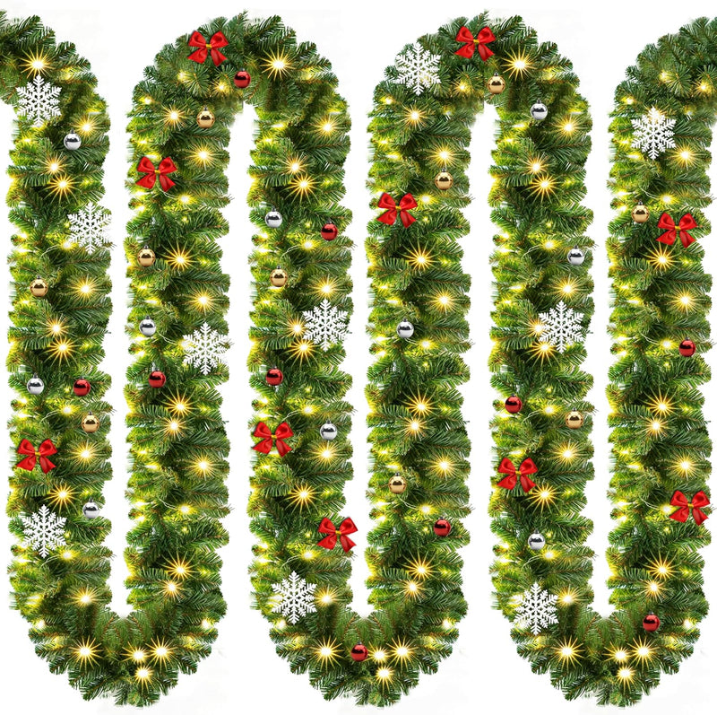 Casaria Weihnachtsgirlande mit Beleuchtung Deko 10m 160 LEDs Beleuchtet Innen Aussen Grün Weihnachts