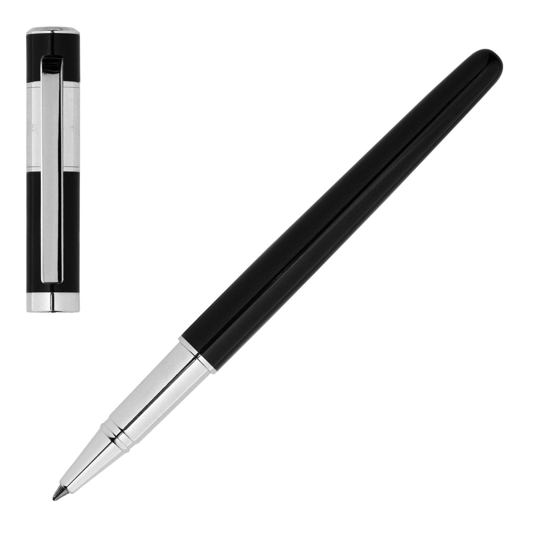 Hugo Boss Kugelschreiber Ribbon Classic Messing Chrome Schwarz Silber, HSR0455A 1 Stück (1er Pack)