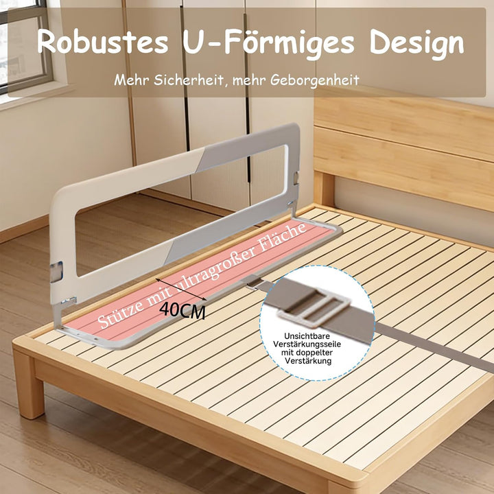 200cm Rausfallschutz Bett, Höhenverstellbar Bettschutzgitter Baby | Rausfallschutz Boxspringbett, Be