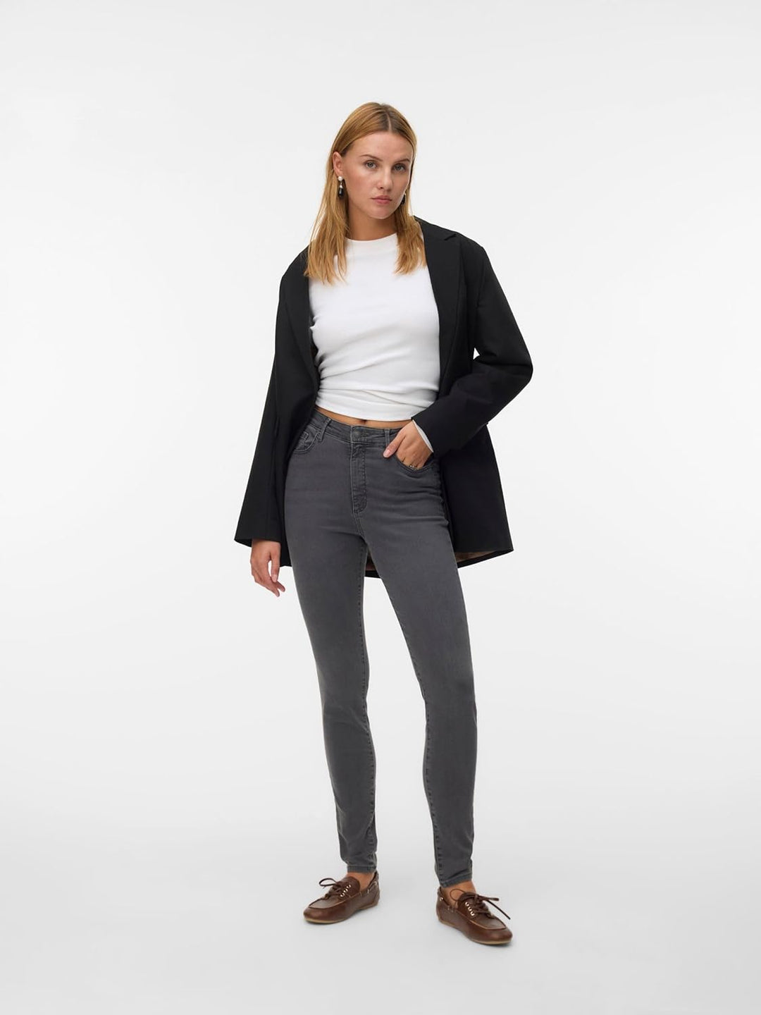 VERO MODA Female Skinny Jeans VMSOPHIA Hohe Taille Skinny Fit Jeans S / 30L Dark Grey Denim, S / 30L