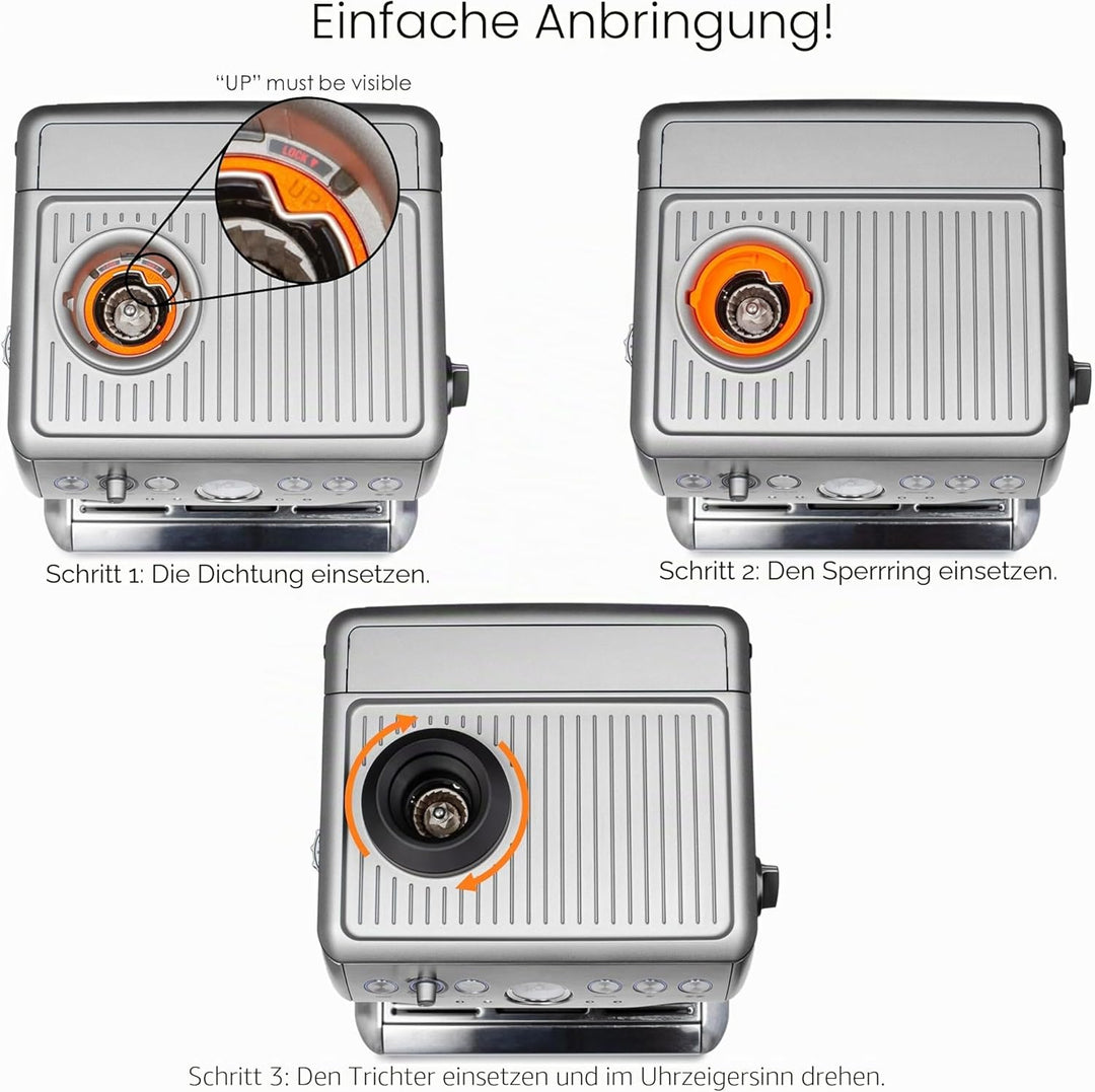 ARO Espresso™ Einzeldosis-Trichter mit Silikonbalg und Anti-Popcorn-Gewicht, kompatibel mit Breville