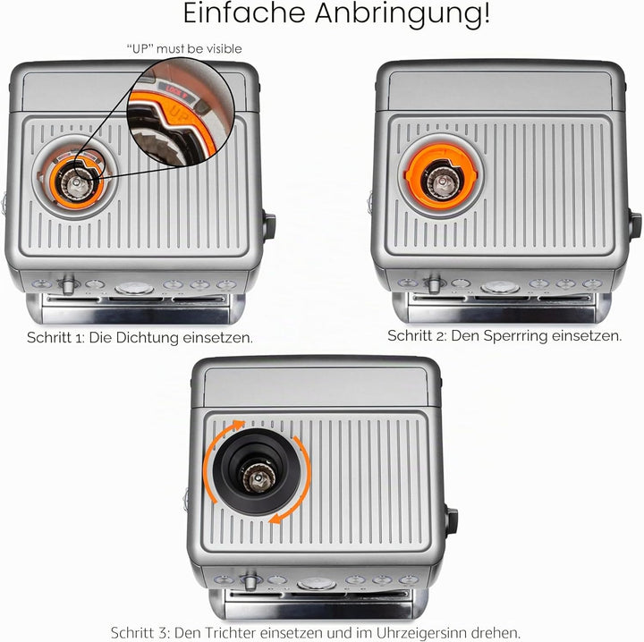 ARO Espresso™ Einzeldosis-Trichter mit Silikonbalg und Anti-Popcorn-Gewicht, kompatibel mit Breville