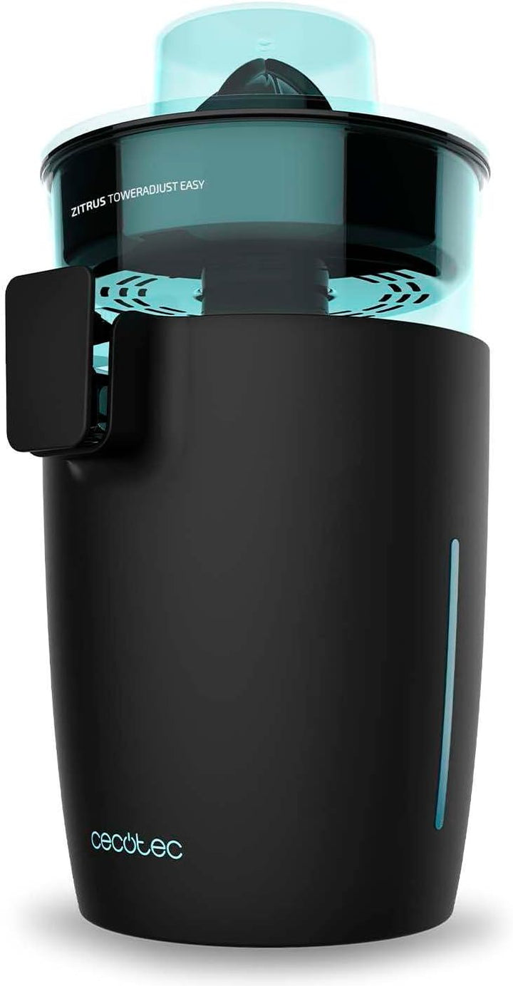 Cecotec Elektrischer Orangenentsafter Zitrus TowerAdjust Easy Black 800 Inox. 800W, einstellbarer Fr