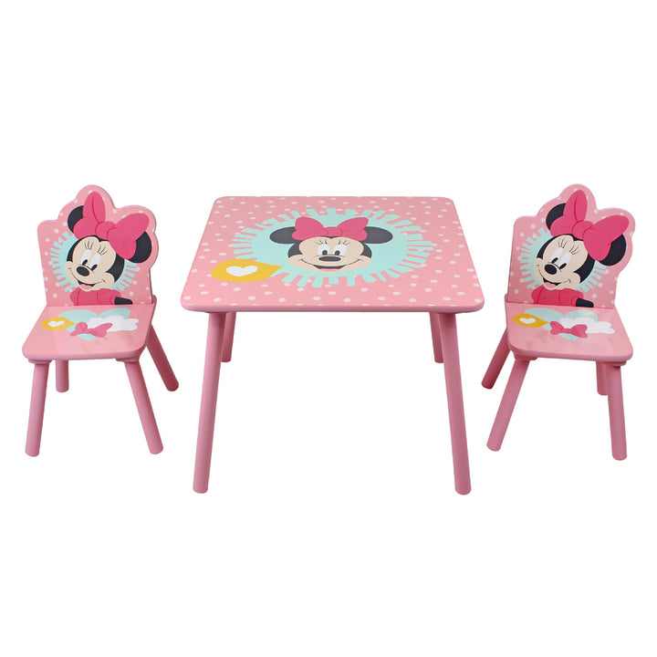 Disney Minnie Maus Tisch- und Stuhl-Set für 2 Personen, hält bis zu 30 kg pro Hocker, perfekt zum Sp