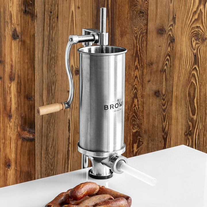 BROWIN® Manuell Wurstfüller aus Edelstahl 311008 | 4 kg vertikale Wurstmaschine | Wurstfüllmaschine
