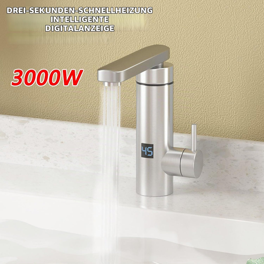 Elektrischer Wasserhahn Edelstahl, 220V 3000W Sofortiger Warm Wasserhahn mit LED Digitalanzeige und