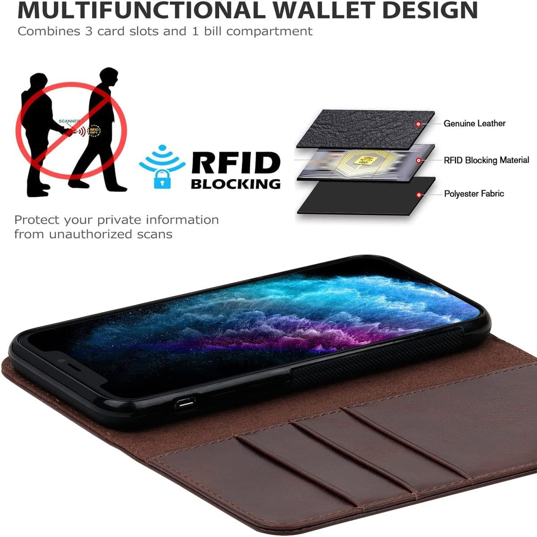 VISOUL iPhone 11 Hülle,Stossfeste Handyhülle [Erstklassiges Rindsleder] TPU Schutzhülle [Kartenfach]