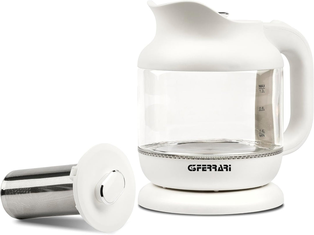 G3 Ferrari G10193 "Idilio", Glas Wasserkocher &amp; Teemaschine, 1,2L, Teekanne mit Edelstahlsieb, Teeko