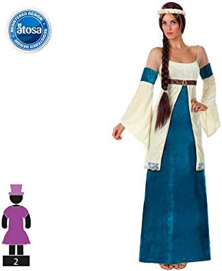 Atosa 8422259154327 - Verkleidung Dame Mittelalter blau, Erwachsene 38/40, 38/40